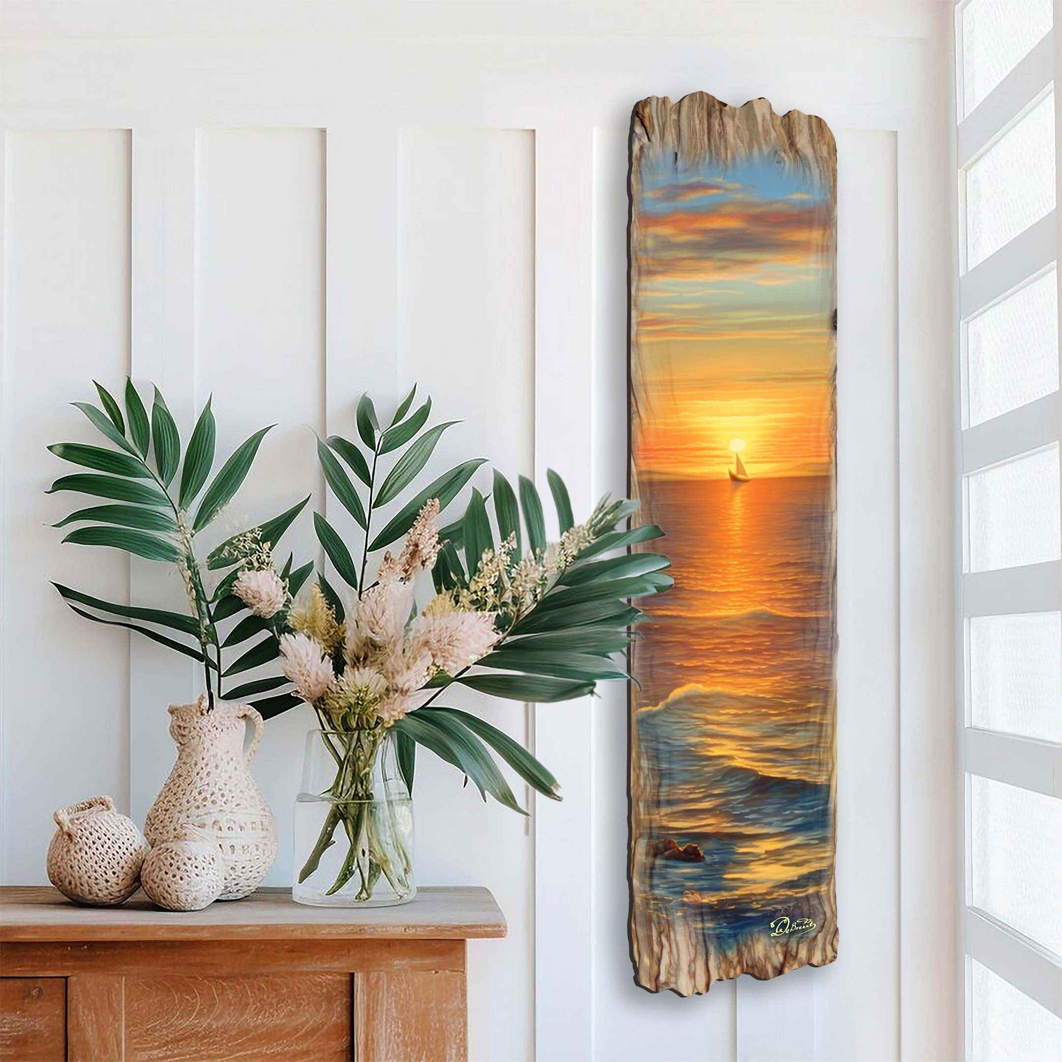 Golden Sunset Wooden Wall Art by G. DeBrekht Coastal Decor - 8491112W
